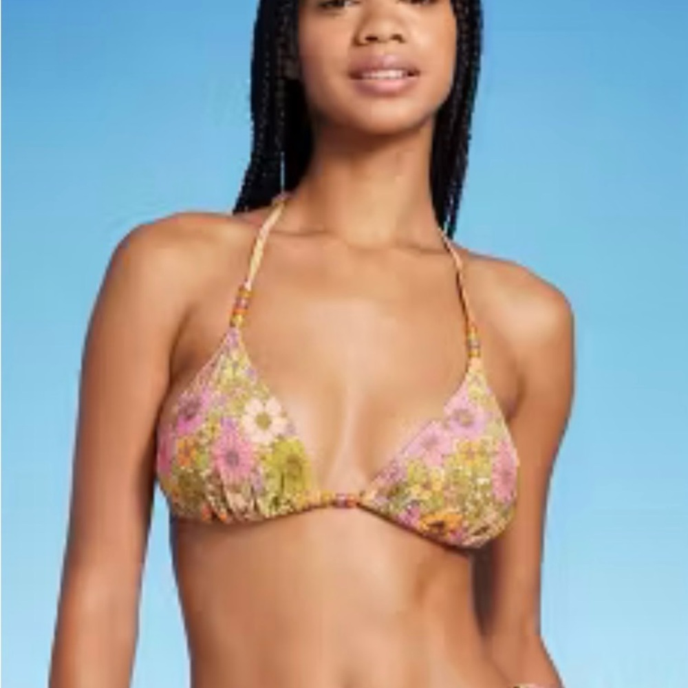 Womenβs Floral Beaded String Bikini Top - Wild Fable - Size XXS